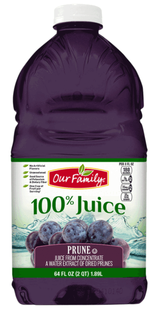 Our Family prune juice, 100% juice 64 fluid ounce