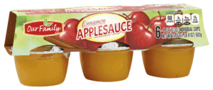 Our Family applesauce, cinnamon, 4-oz. cups 6 pack