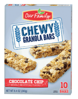 Our Family Chewy chocolate chip granola bars, 10-count 8.4 ounce