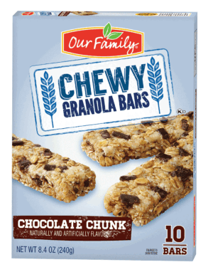 Our Family Chewy chocolate chunk granola bars, 10-count 8.4 ounce
