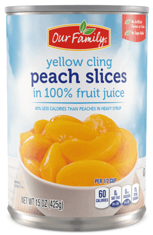Our Family peaches in juice, sliced 15 ounce
