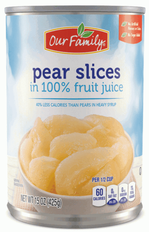 Our Family pears in juice, sliced 15 ounce