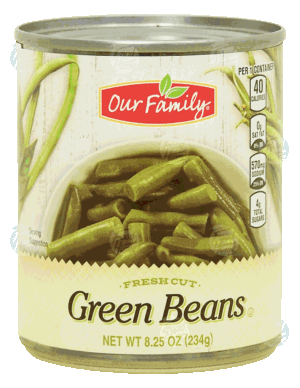 Our Family green beans, fresh cut 8.25 ounce