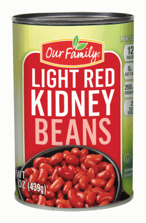 Our Family light red kidney beans, sealed can 15.5 ounce