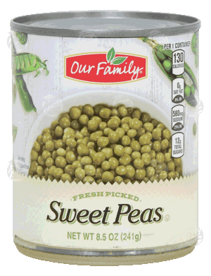 Our Family sweet peas, fresh picked 8.5 ounce