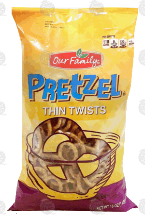 Our Family thin twists pretzels 16 ounce