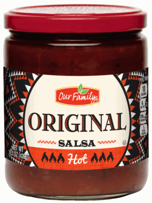 Our Family hot salsa, original 15.5 ounce