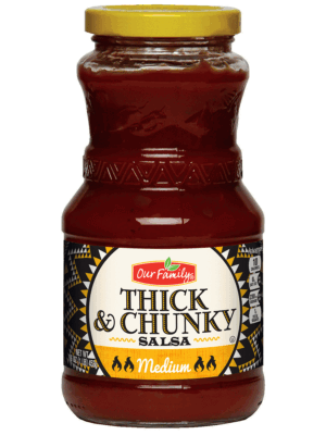 Our Family salsa, medium, thick & chunky 16 ounce