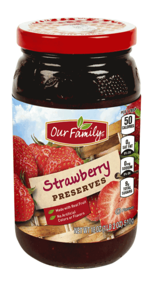 Our Family strawberry preserves 18 ounce