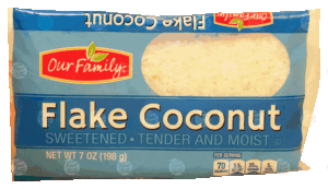 Our Family flake coconut, sweetened 7 ounce