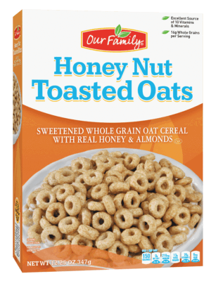 Our Family honey nut toasted oats cereal rings 12.25 ounce
