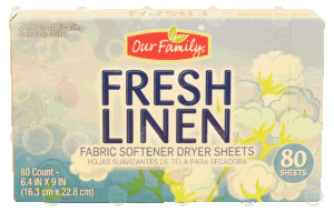 Our Family fresh linen fabric softener dryer sheets 80 count