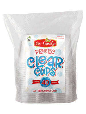 Our Family Big Drink cold cups, 9-oz, clear 40 count