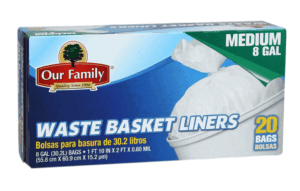 Our Family medium garbage bags, twist tie, 8-gallon 20 count