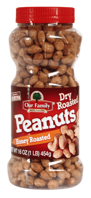 Our Family peanuts, dry roasted, honey roasted 16 ounce
