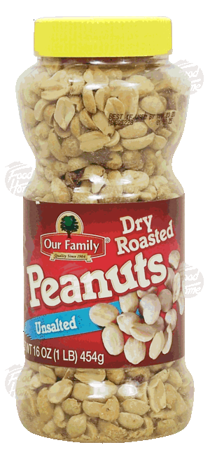 Our Family peanuts, dry roasted, unsalted 16 ounce