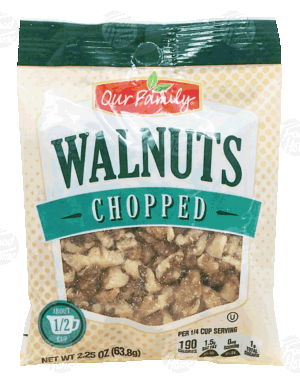 Our Family walnuts, chopped, about 1/2-cup 2.25 ounce