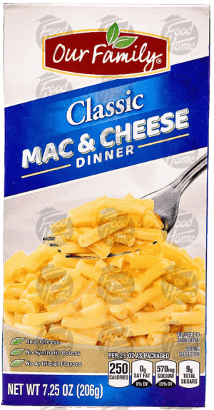 Our Family macaroni and cheese dinner 7.25 ounce