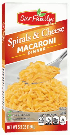 Our Family spirals & cheese dinner 5.5 ounce