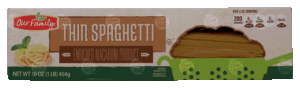 Our Family thin spaghetti dry pasta 16 ounce