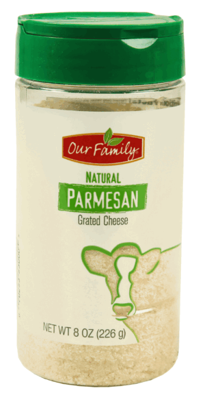 Our Family parmesan grated cheese 8 ounce