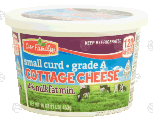 Our Family cottage cheese, small curd, 4% milkfat 16 ounce