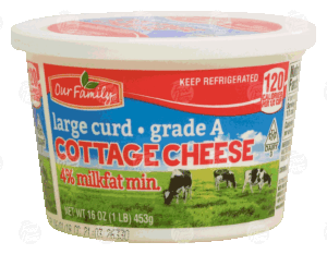 Our Family cottage cheese, large curd, 4% milkfat 16 ounce