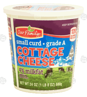 Our Family cottage cheese, small curd, 4% milkfat 24 ounce