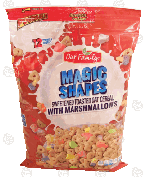 Our Family Magic Shapes sweetened toasted oat cereal with marshmallows 32 ounce