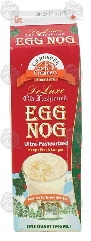 C.F.Burger Creamery de luxe old fashioned egg nog, ultra pasteurized 1 quart