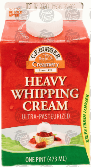 C.F.Burger heavy whipping cream, carton 1 pint