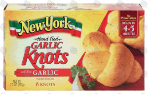 New York hand-tied garlic knots with real garlic, 6 knots 7.3 ounce