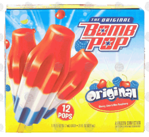 Bomb Pop original cherry, lime, blue raspberry frozen confection, 12-count 21 fluid ounce