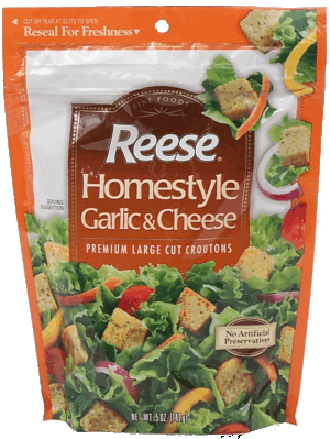 Reese homestyle garlic & cheese premium large cut croutons 5 ounce