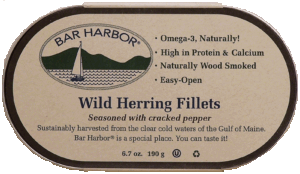 Bar Harbor wild herring fillets seasoned with cracked pepper, sustainably harvested from maine, ready to serve 6.7 ounce