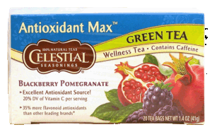 Celestial Seasonings Antioxidant Max blackberry pomegranate green tea, contains caffeine, 20-bags 1.4 ounce