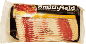 Smithfield bacon, naturally hickory smoked, hometown original 16 ounce