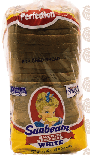 Sunbeam sliced white bread loaf made with whole grain 24 ounce