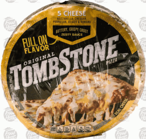 Tombstone Buttery Crispy Crust 5 cheese mozzerella, cheddar, parmesan, asiago, & romano, frozen pizza 19.3 ounce