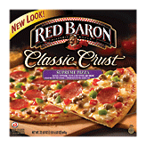 Red Baron Classic Crust supreme pizza with sausage, green and red peppers, pepperoni, and onions 23.45 ounce