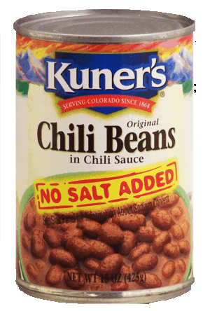 Kuner's chili beans in chili sauce, no salt added 15 ounce