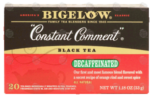 Bigelow Constant Comment black tea flavored with a secret recipe of orange rind and sweet spice, decaffeinated, 20 tea bags 1.18 ounce