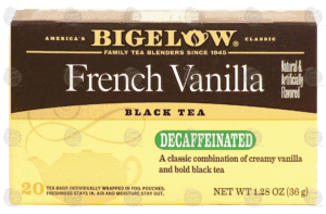 Bigelow french vanilla decaffeinated tea, 20 tea bags 1.28 ounce