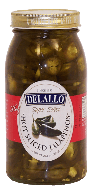 Delallo Super Select hot sliced jalapenos 25.5 ounce