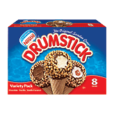 Nestle Drumstick variety pack, chocolate, vanilla, and vanilla caramel frozen dairy dessert cones, 8 cones 8 count