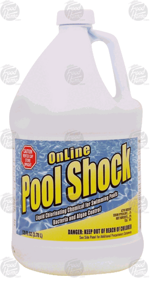 OnLine pool shock; liquid chlorinating chemical for swimming pools 128 fluid ounce