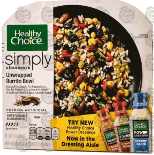 Healthy Choice Cafe Steamers simply; unwrapped burrito bowl, frozen bowl 9 ounce