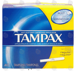 Tampax regular absorbency tampons, anti-slip grip cardboard applicator 40 count