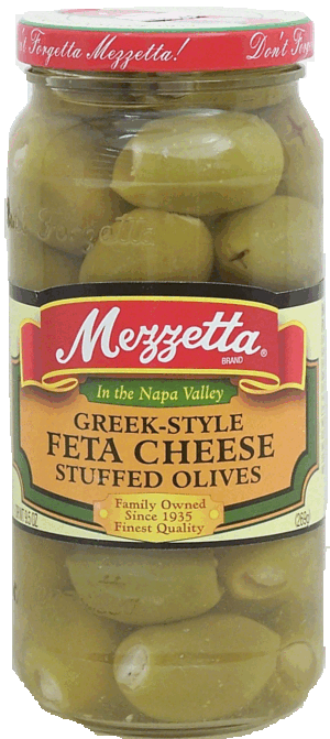 Mezzetta greek-style feta cheese stuffed green olives 9.5 ounce