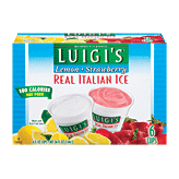 Luigi's Real Italian Ice lemon & strawberry, 6 cups 6 count